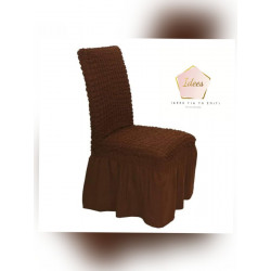 Καλύμματα καρέκλας με βολάν, Σετ 6 τεμαχίων, Χρώμα Καφέ